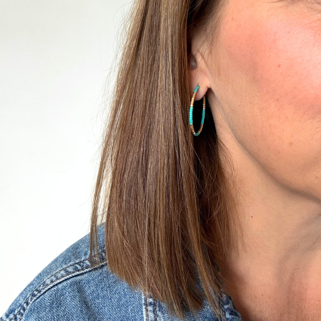 NEW! BEADED HOOP EARRINGS
