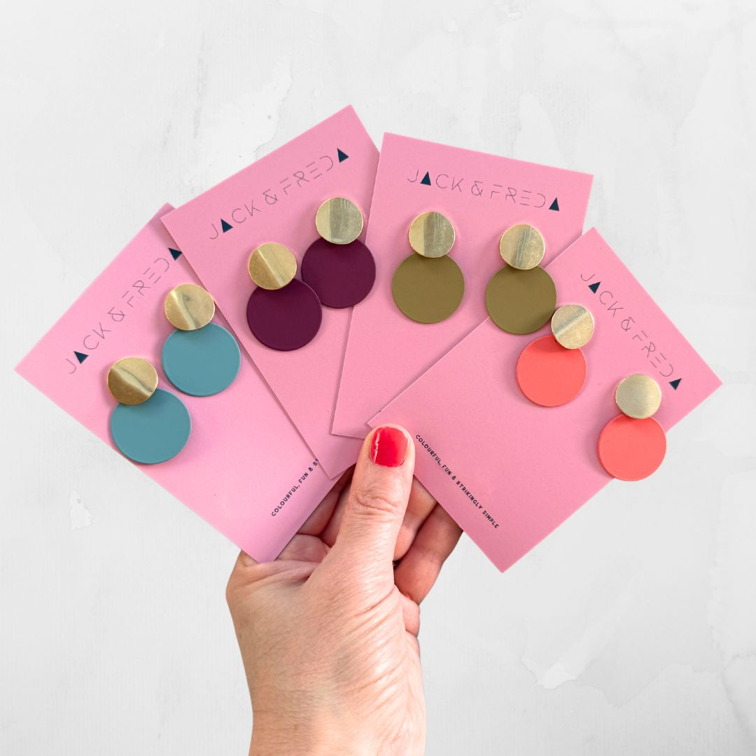 CIRCLE DISC EARRINGS - PINK