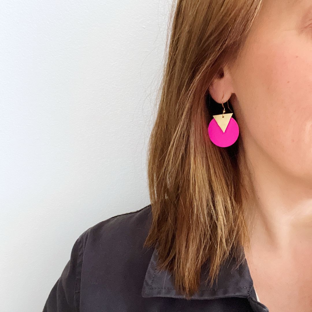 COLOURED DISC EARRINGS - RUST