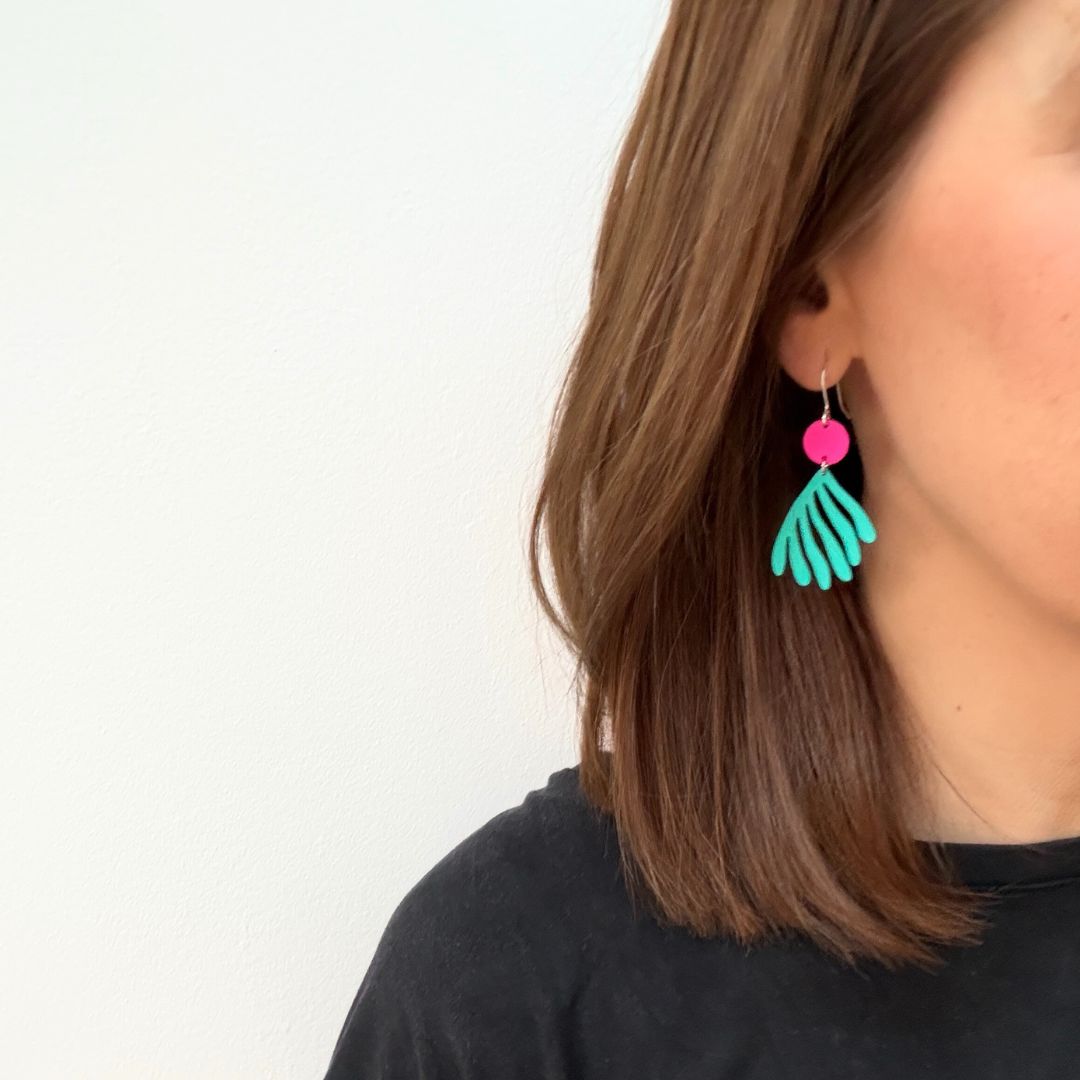ORANGE & PERIWINKLE CORAL EARRINGS