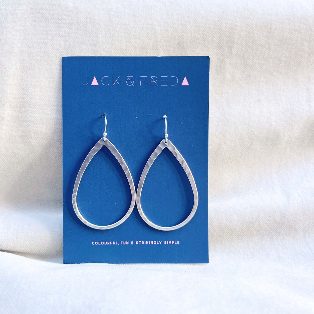 NEW! HAMMERED TEARDROP EARRINGS - GOLD & SILVER