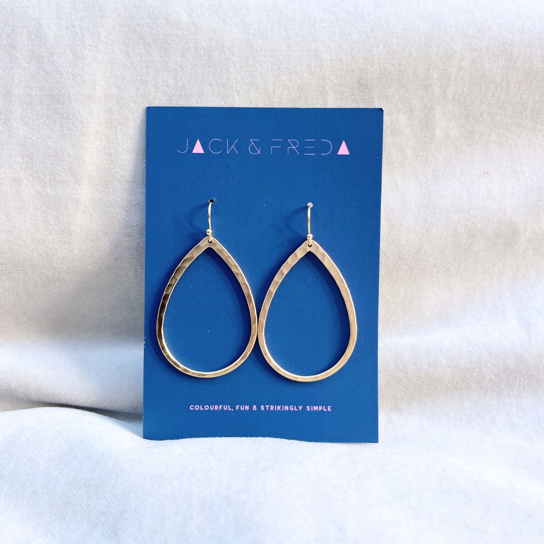 NEW! HAMMERED TEARDROP EARRINGS - GOLD & SILVER