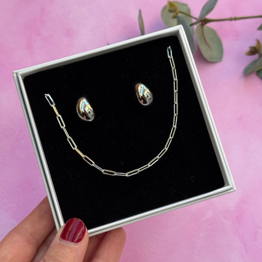 NEW! SILVER EARRINGS & NECKLACE SET