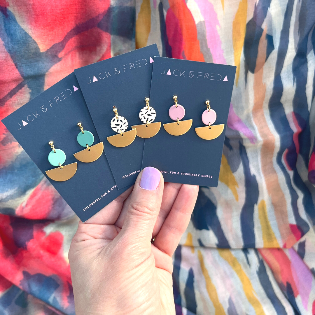 NEW! LOLA SEMI-CIRCLE STUDS - GOLD