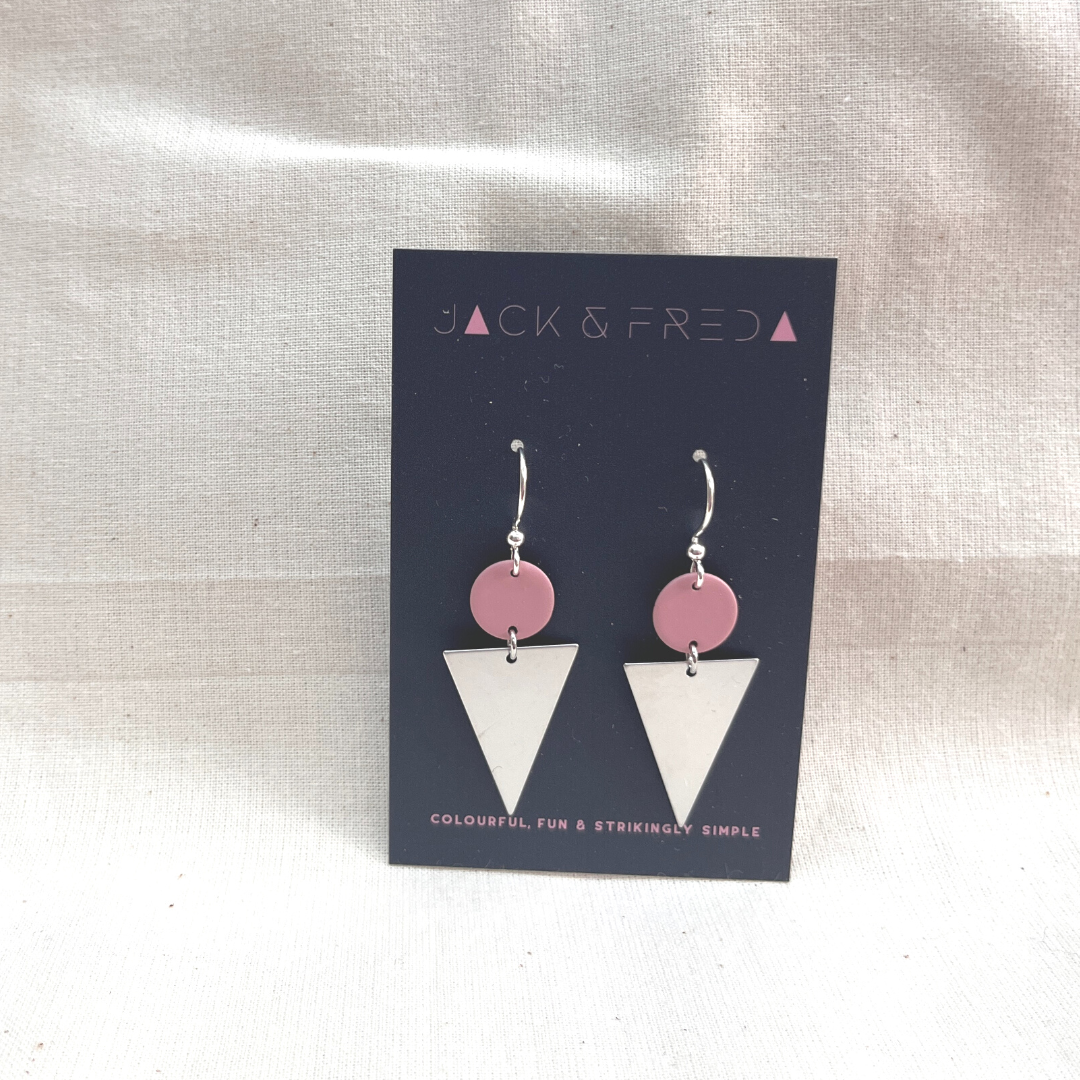 Silver Lola Triangles in dusky rose
