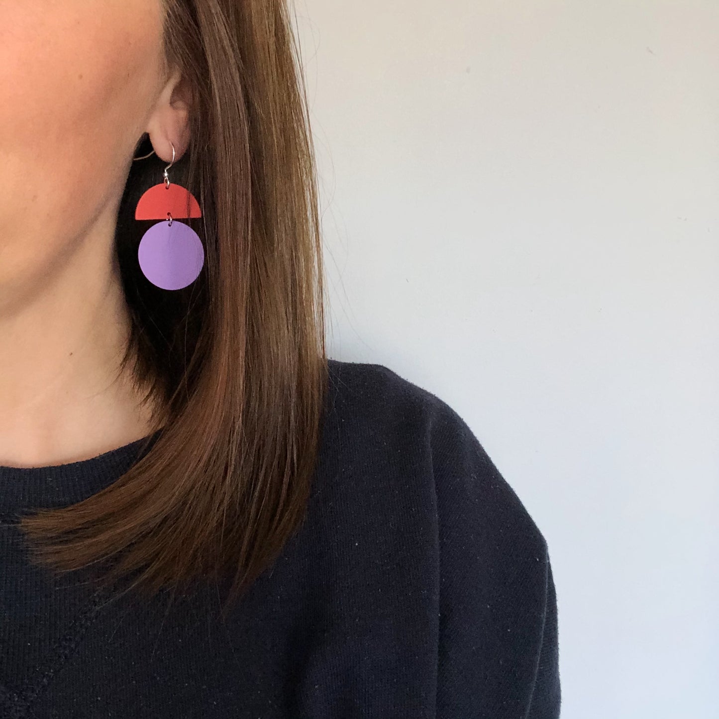 Jack & Freda Orla earrings - lilac and rust