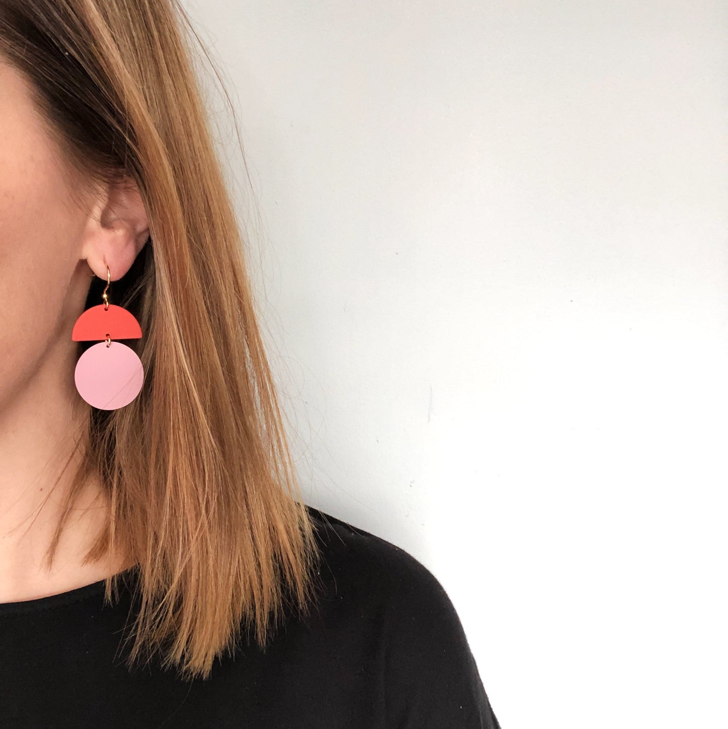 Jack & Freda Orla earrings - dusky pink and rust