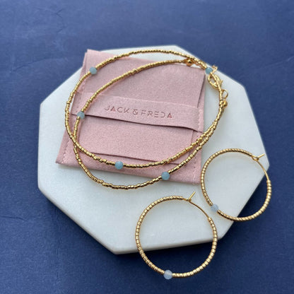 NEW! BEADED NECKLACE & HOOPS SET