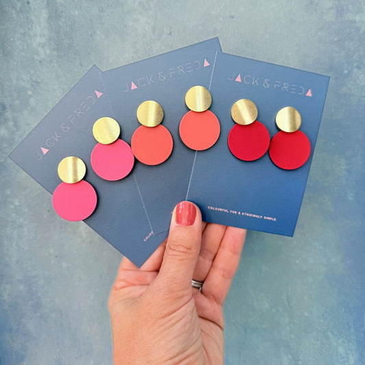 NEW! CIRCLE DISC EARRINGS - VARIOUS COLOURS