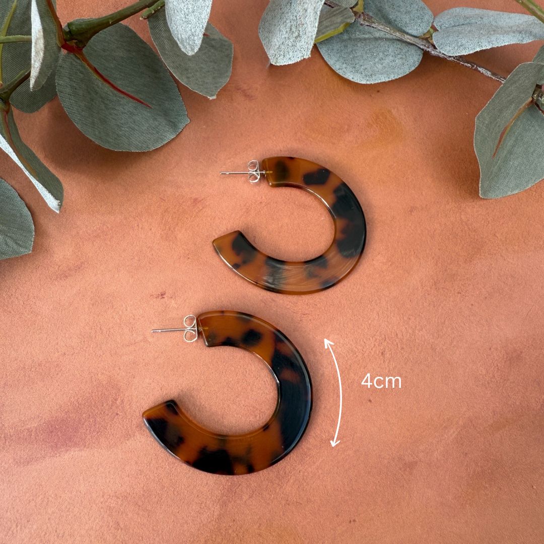 NEW! TORTOISE SHELL HOOP EARRINGS