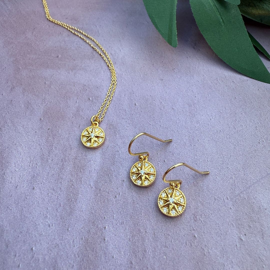 NEW! NORTH STAR EARRINGS & NECKLACE SET