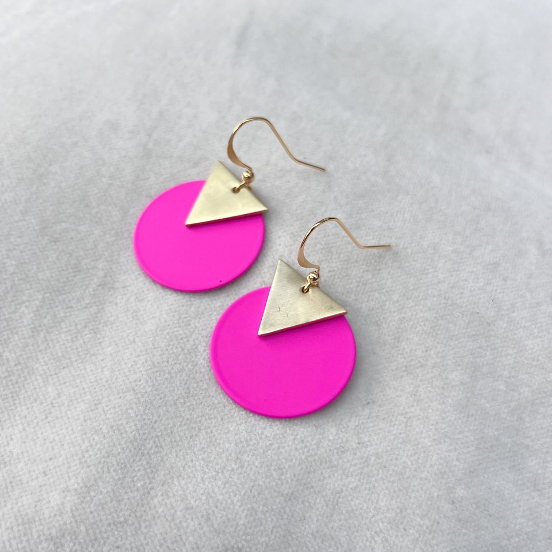 COLOURED DISC EARRINGS - VARIOUS COLOURS