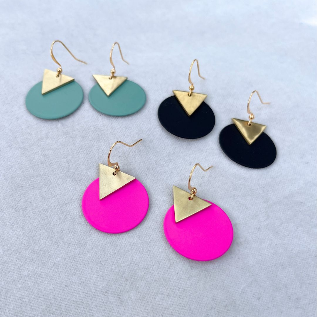 COLOURED DISC EARRINGS - VARIOUS COLOURS