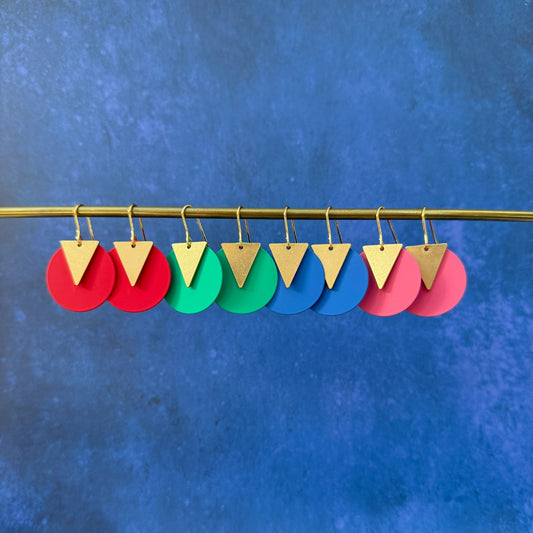 COLOURED DISC EARRINGS - BRIGHTS