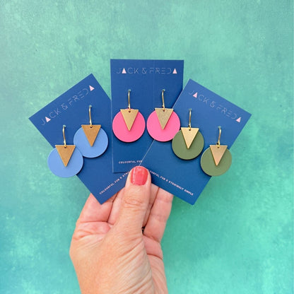 COLOURED DISC EARRINGS - VARIOUS COLOURS