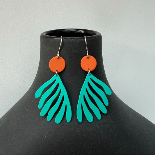 COLOUR POP EARRINGS - TURQUOISE & ORANGE