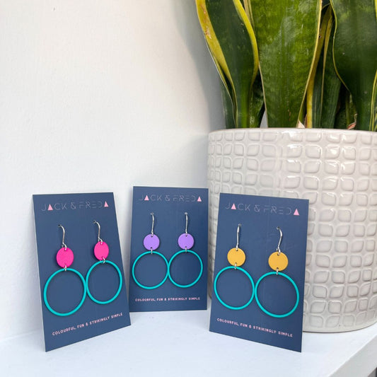 Turquoise Hoop earrings in 3 colours