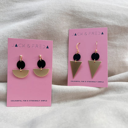 LOLA SEMI-CIRCLE STUDS (GOLD) - VARIOUS COLOURS