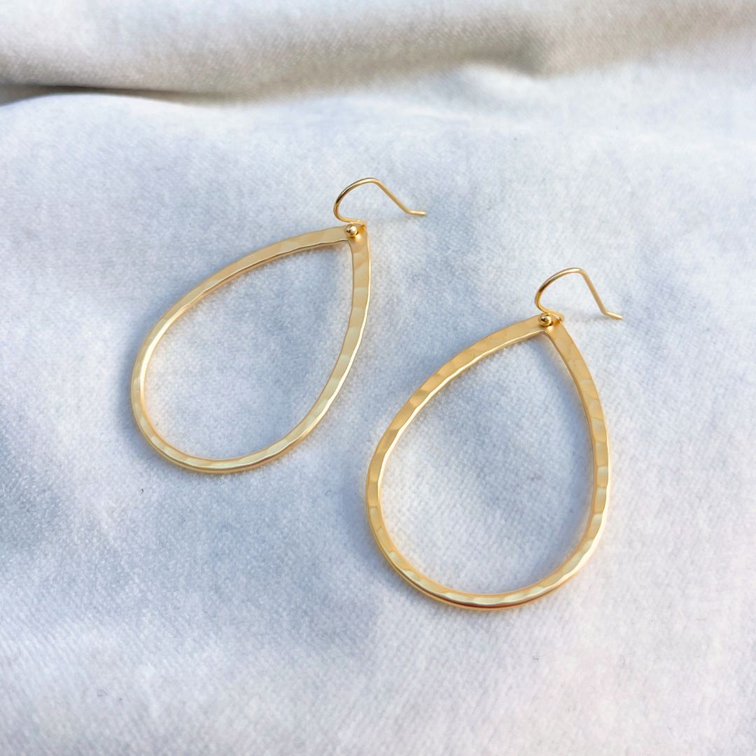 NEW! HAMMERED TEARDROP EARRINGS - GOLD & SILVER