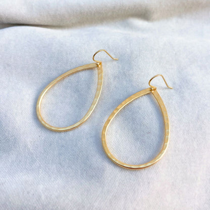 NEW! HAMMERED TEARDROP EARRINGS - GOLD & SILVER