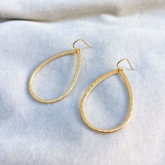 NEW! HAMMERED TEARDROP EARRINGS - GOLD & SILVER