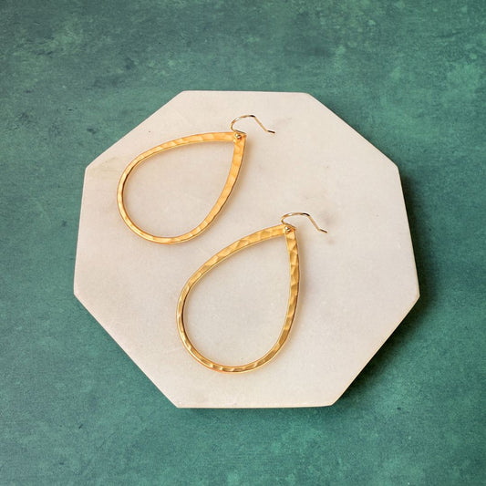 NEW! HAMMERED TEARDROP EARRINGS - GOLD & SILVER