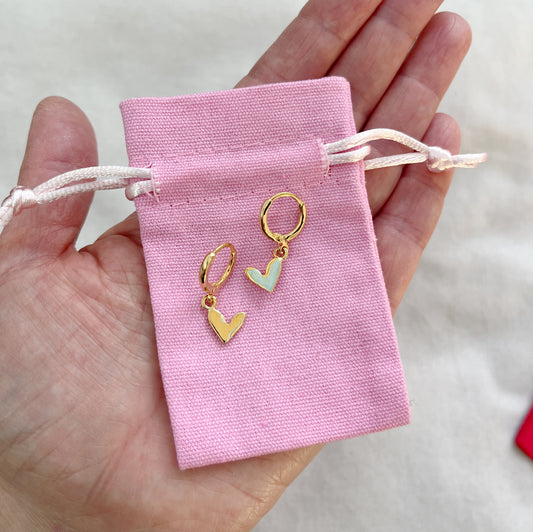 HUGGIE EARRINGS - HEARTS (GOLD OR SILVER PLATED)