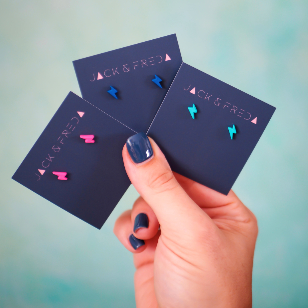 TINY LIGHTNING BOLT STUDS