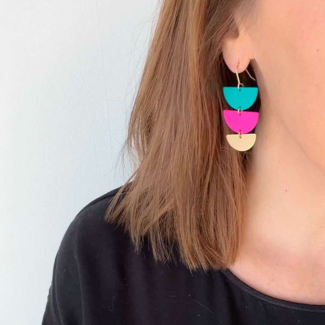 LOLA TREBLE EARRINGS (GOLD) - VARIOUS COLOURS