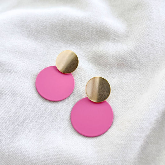 CIRCLE DISC EARRINGS - PINK