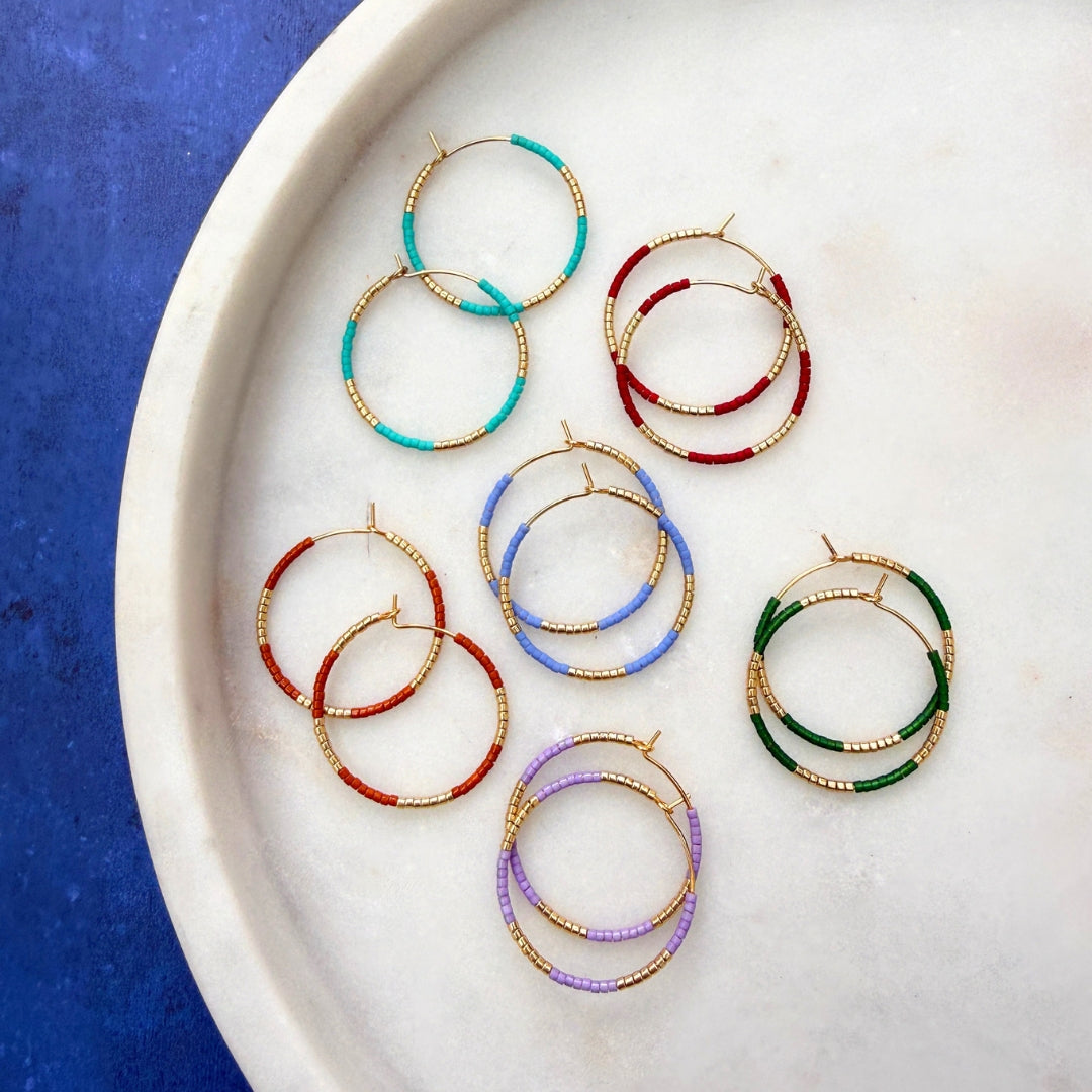 NEW! BEADED HOOP EARRINGS