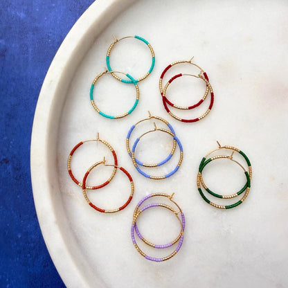 NEW! BEADED HOOP EARRINGS