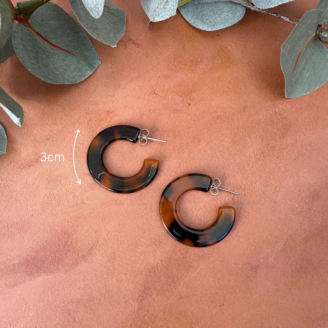 NEW! TORTOISE SHELL HOOP EARRINGS