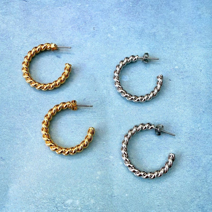 SILVER ROPE TWIST EARRINGS