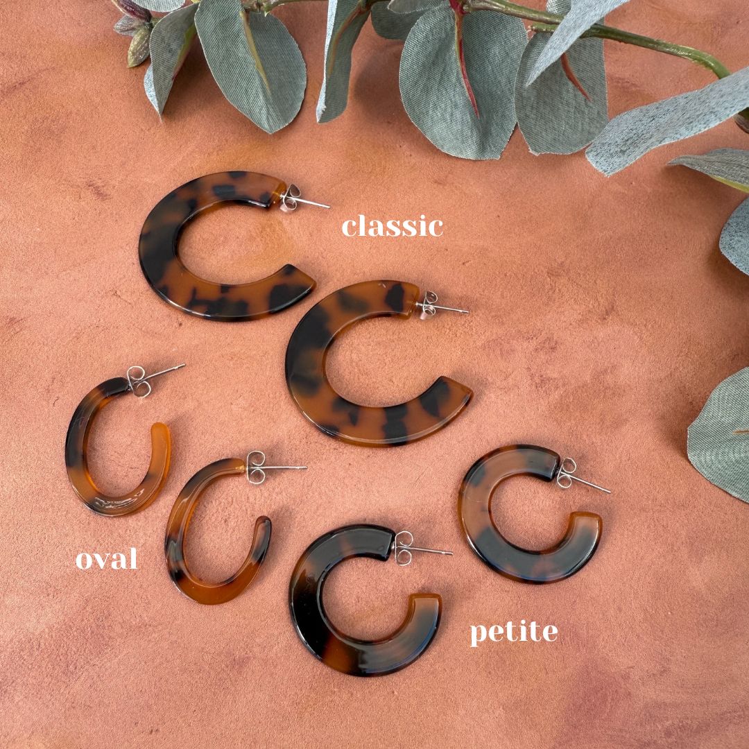 NEW! TORTOISE SHELL HOOP EARRINGS