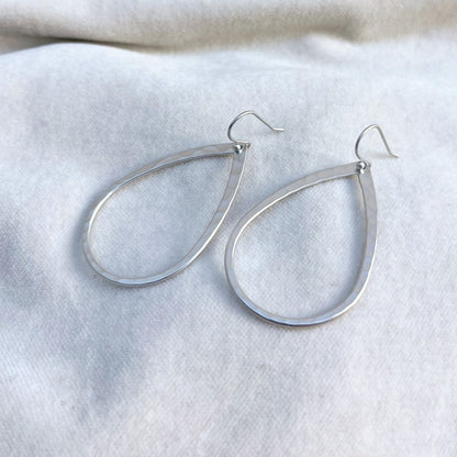 NEW! HAMMERED TEARDROP EARRINGS - GOLD & SILVER