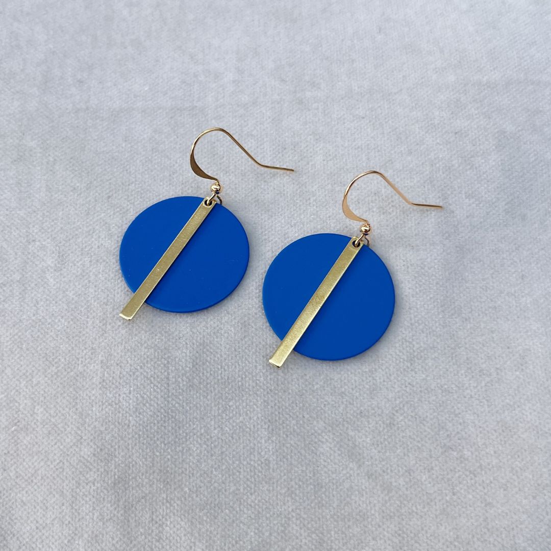 Solar earrings in electric blue