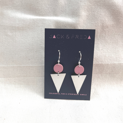Silver Lola Triangles in dusky rose