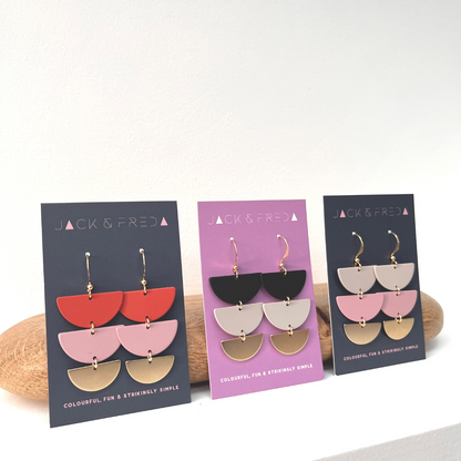 LOLA TREBLE EARRINGS (GOLD) - VARIOUS COLOURS