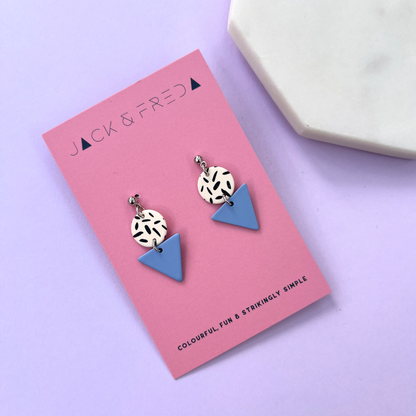 Mini Memphis studs in perwinkle with silver ball studs