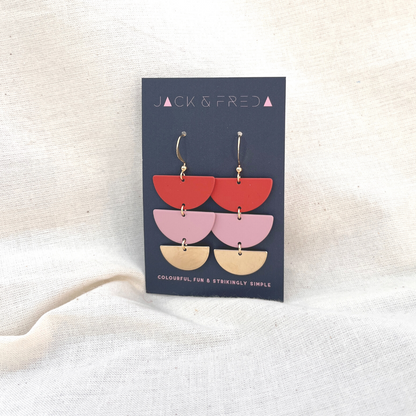 LOLA TREBLE EARRINGS (GOLD) - VARIOUS COLOURS